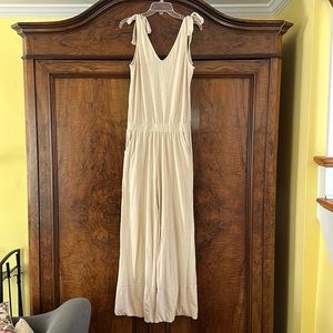 PACT Womens Organic Cotton Jumpsuit With Pockets Medium Tie-Sleeve